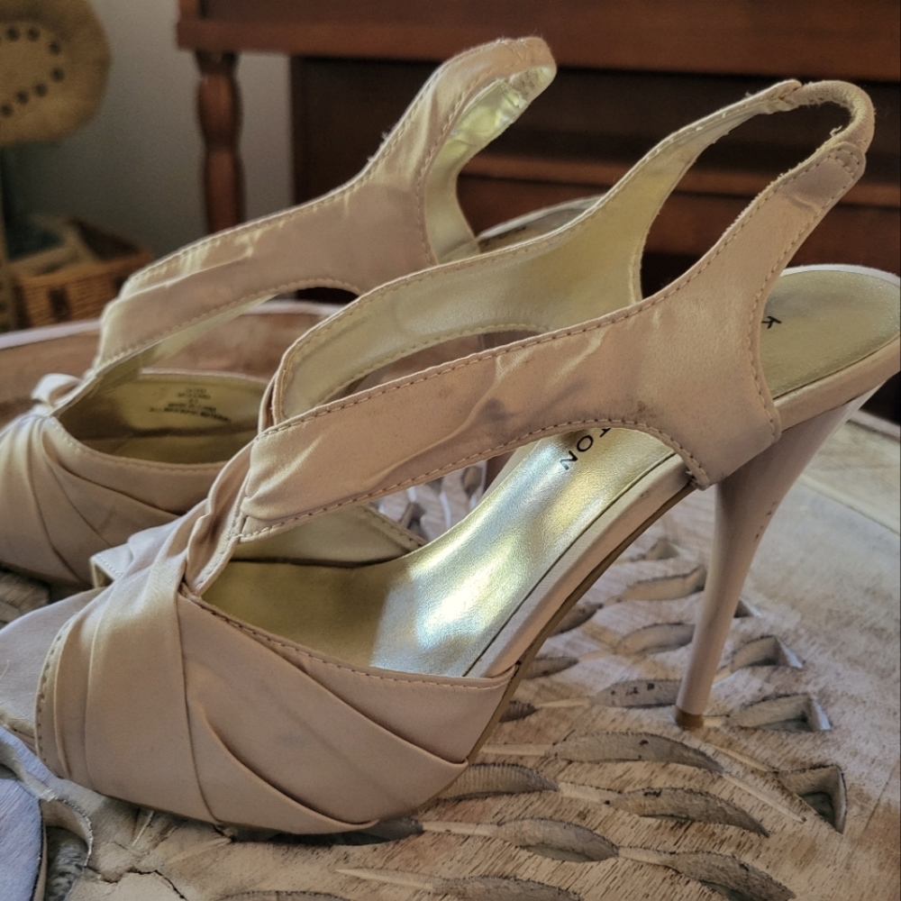 Kate Preston ruched satin heels